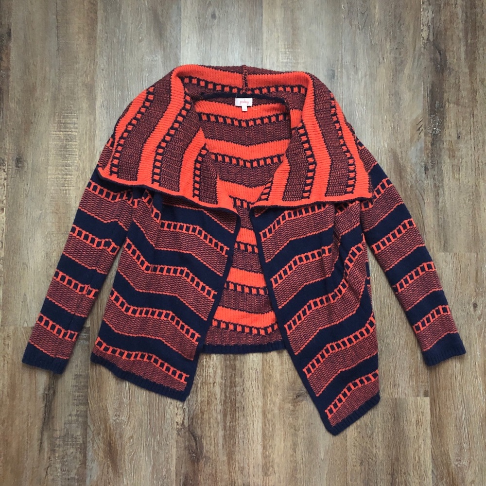 Pixley Stitchfix Orange & Blue Open Willow Sweater